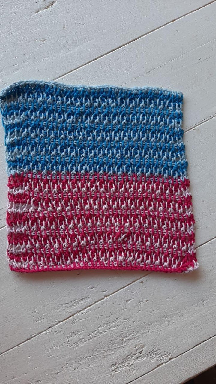 Knotten Colors Call 2020 - Muster Quadrat 3 der Tunesischen Maschendecke