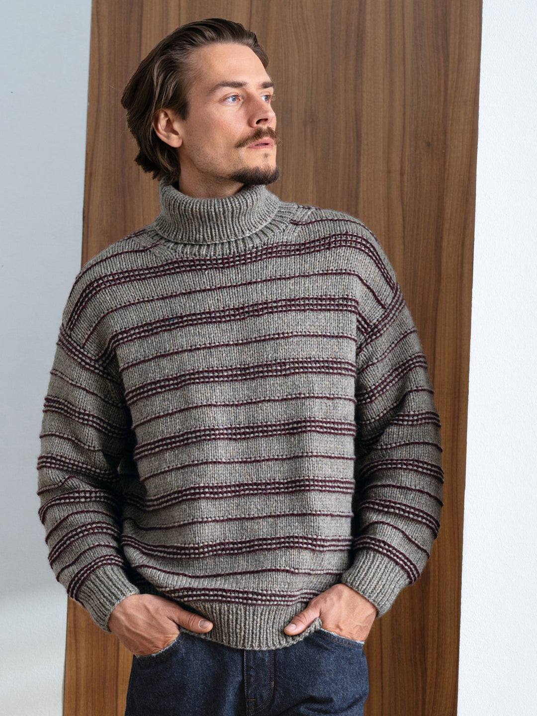 Strickpaket Alta Moda Cashmere 16 Streifenpullover für Herren