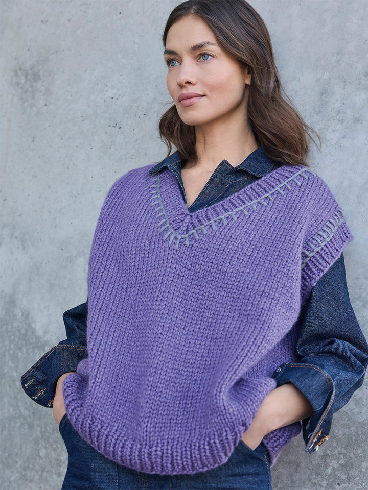 Strickpaket Winter Softness Top-down Pullunder mit V-Ausschnitt
