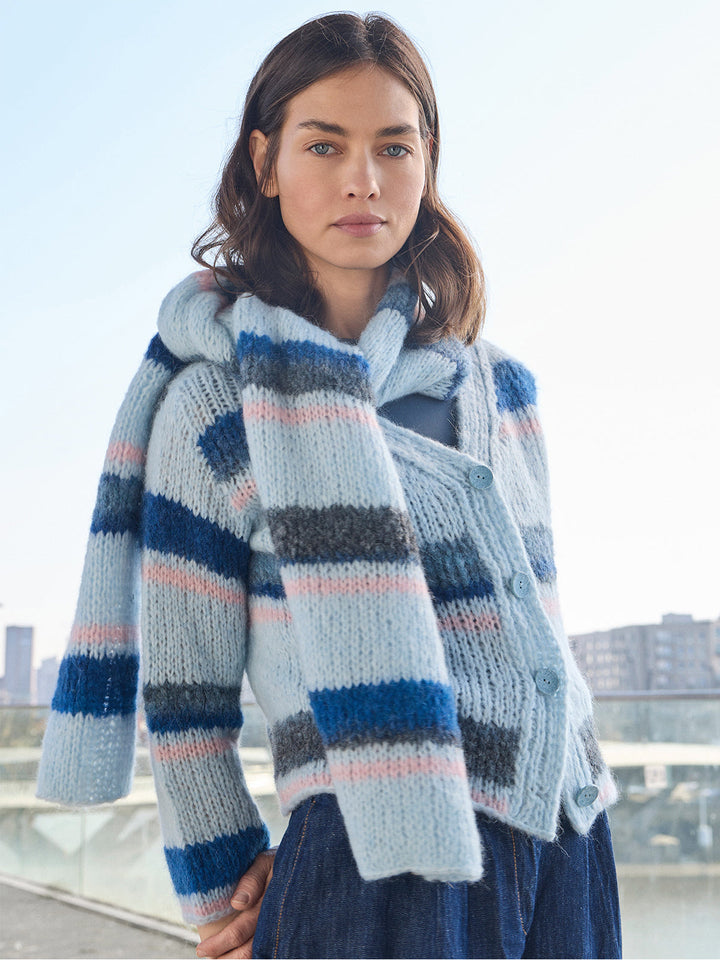 Strickpaket Gigante Alpaca Air II Top-down-Streifenjacke