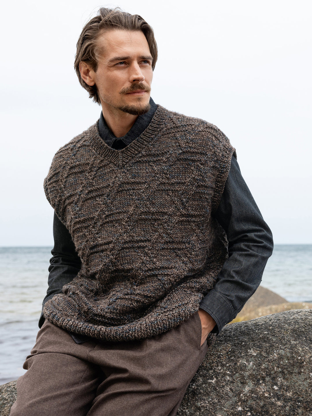 Strickpaket Vintage Chunky Pullunder für Herren