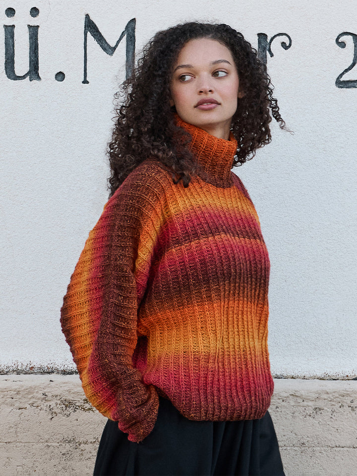 Strickpaket Gomitolo Versione Top-down Pullover mit Fledermausärmeln