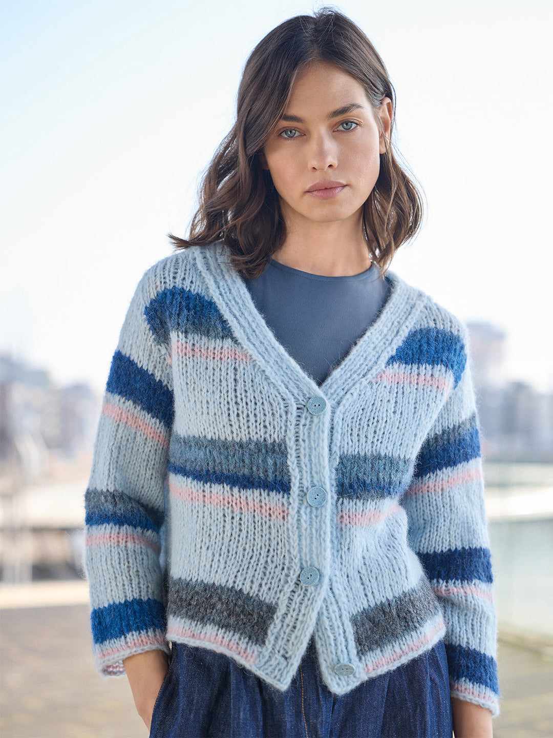 Strickpaket Gigante Alpaca Air II Top-down-Streifenjacke
