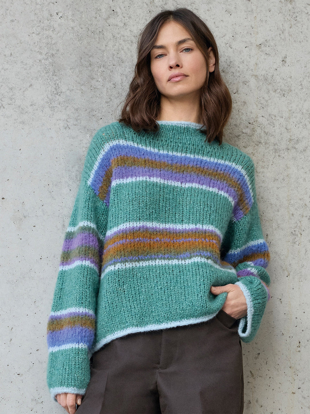 Strickpaket Gigante Alpaca Air II Top-down Streifenpullover