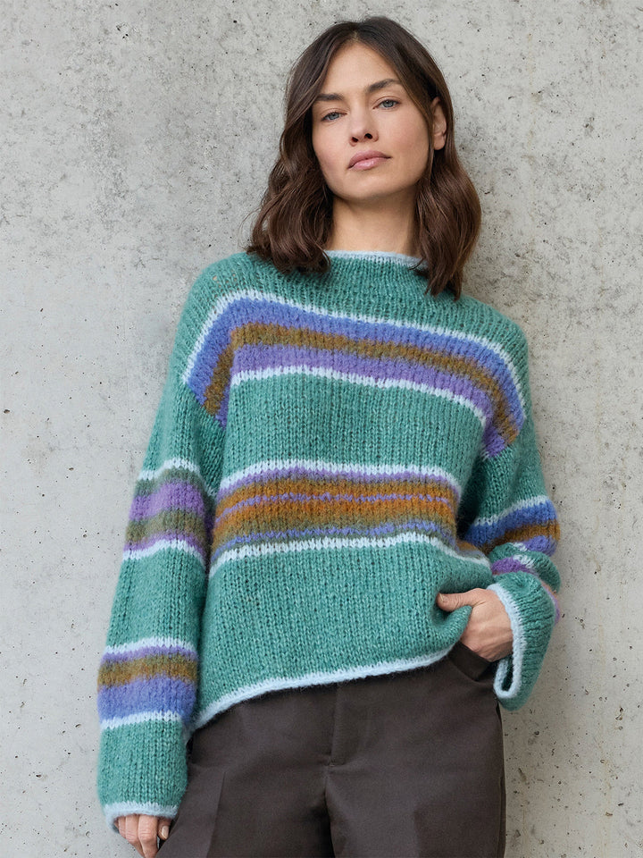 Strickpaket Gigante Alpaca Air II Top-down Streifenpullover