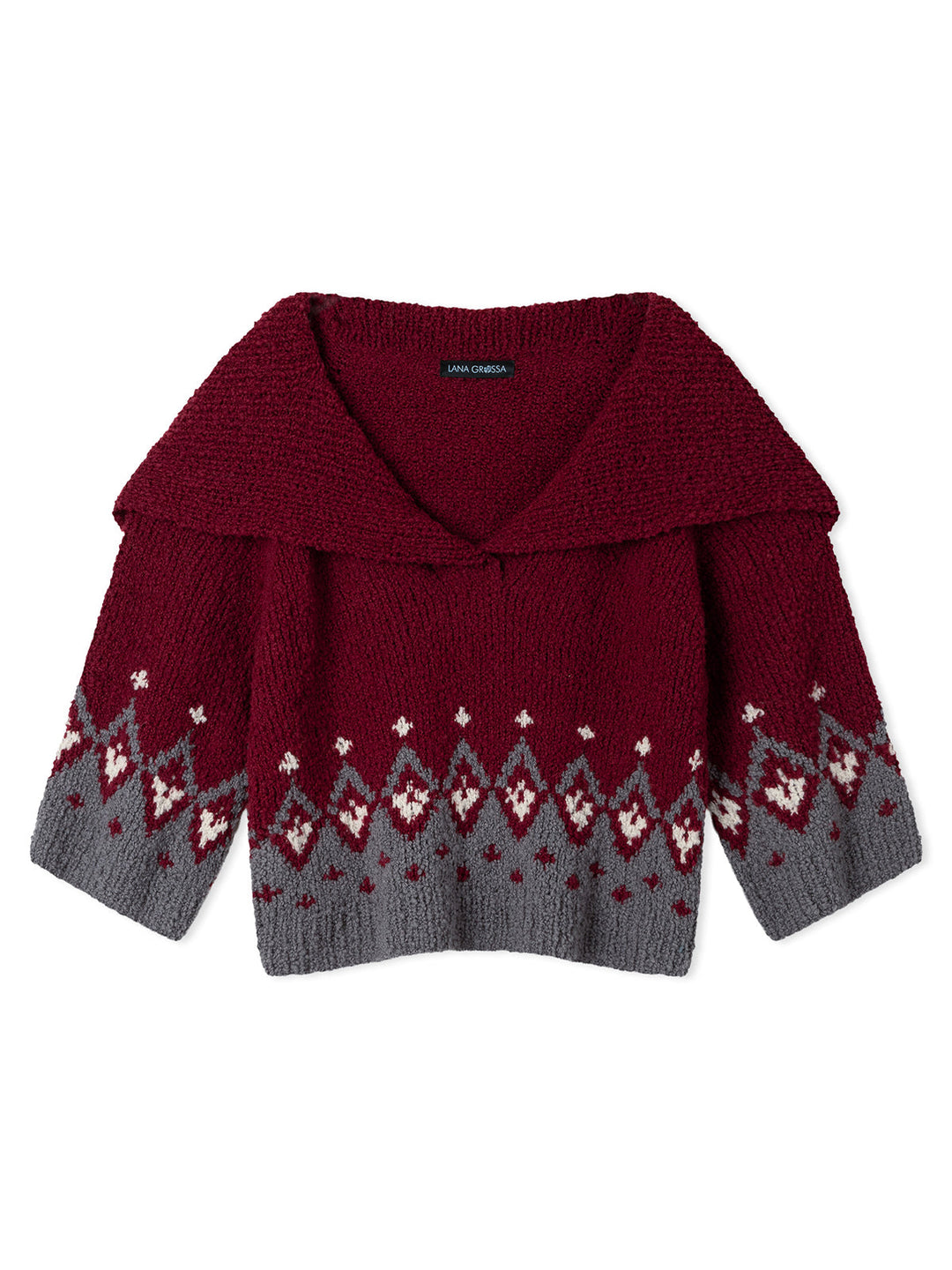 Strickpaket Orsettini Raglanpullover mit großem Kragen