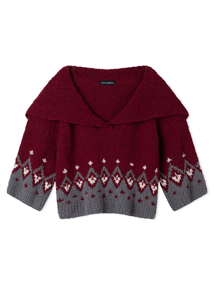 Strickpaket Orsettini Raglanpullover mit großem Kragen