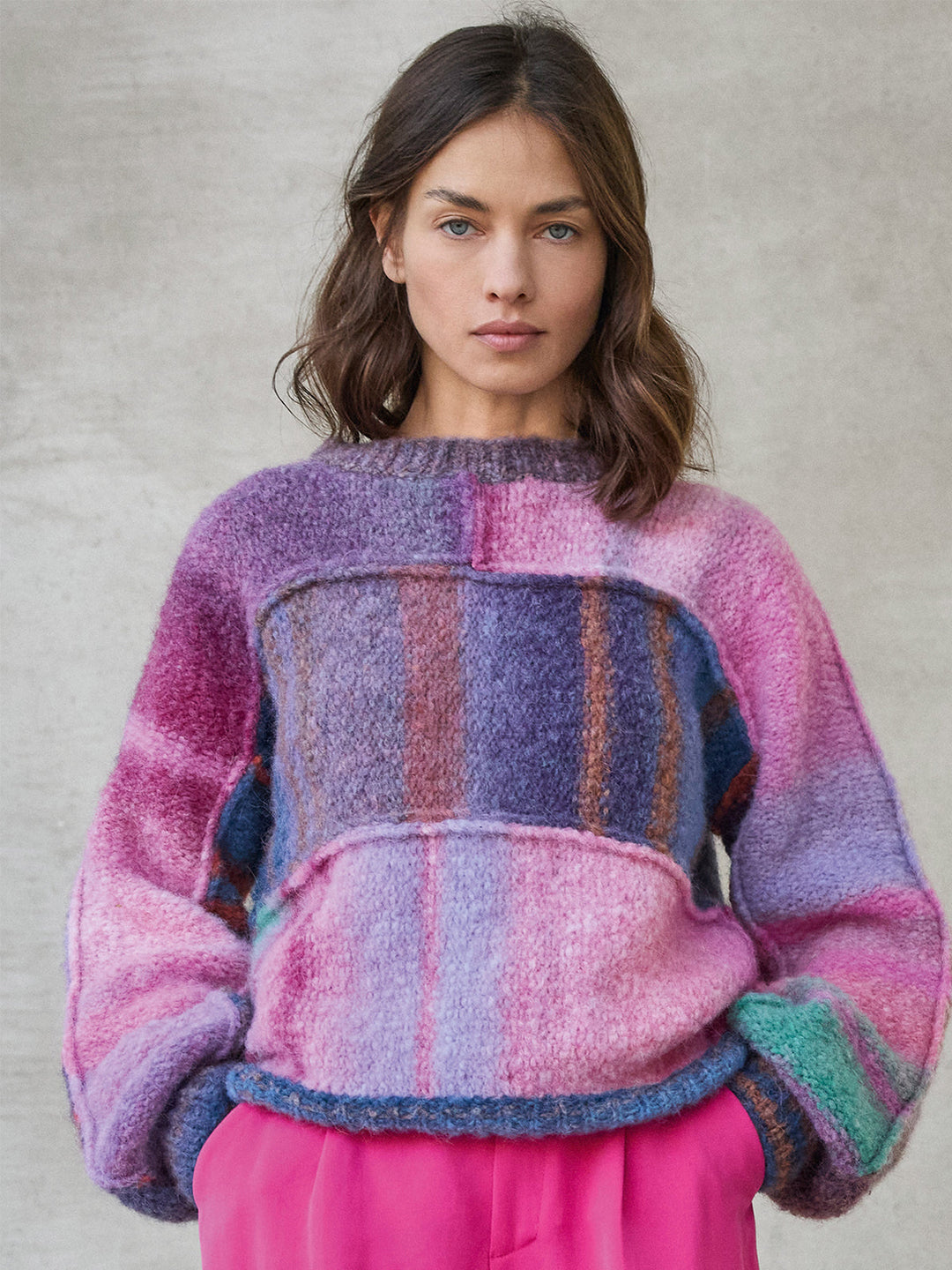 Strickpaket Gigante Multi Streifenpullover