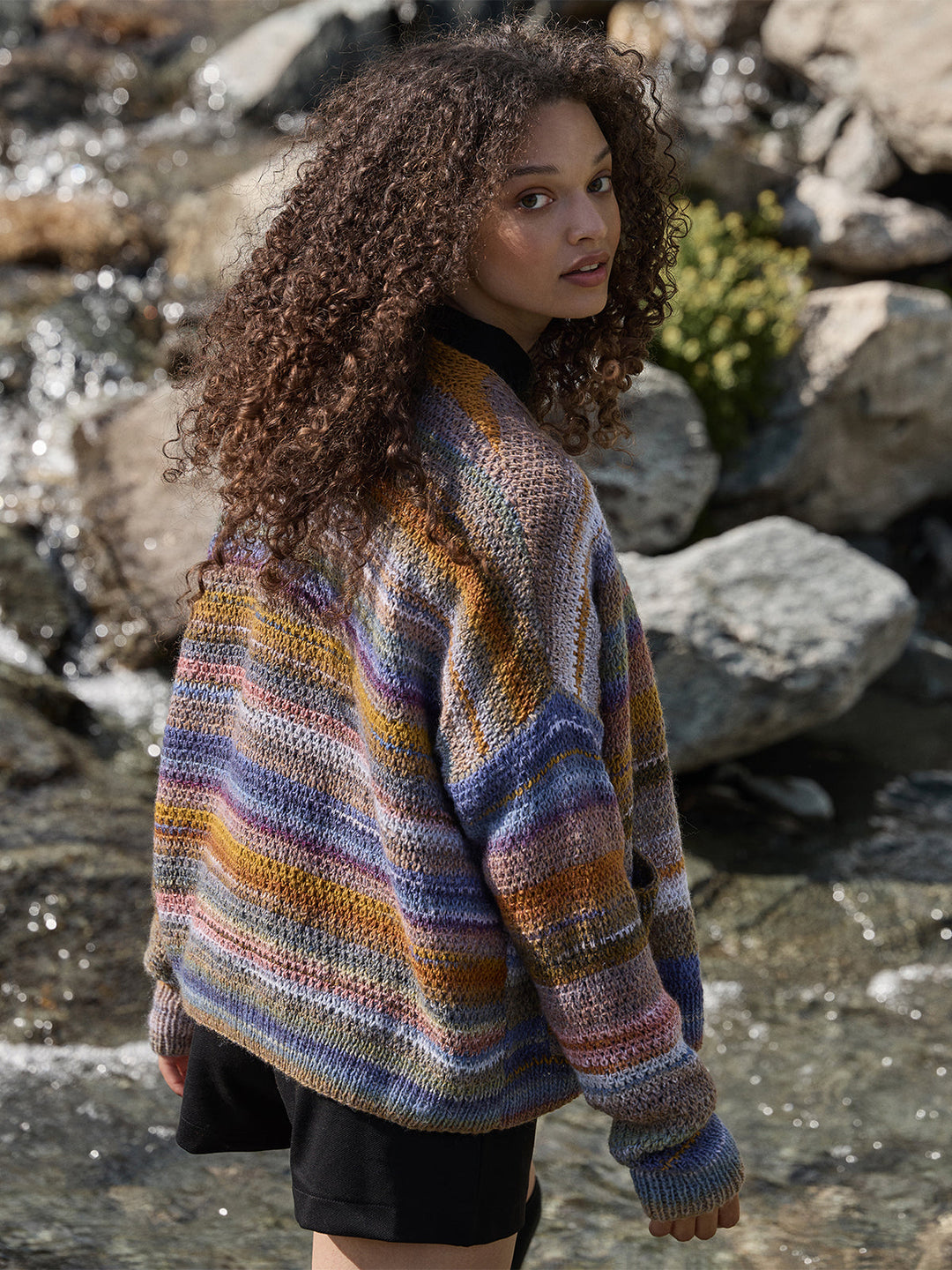 Strickpaket Gomitolo Intenso Jacke im Strukturmuster