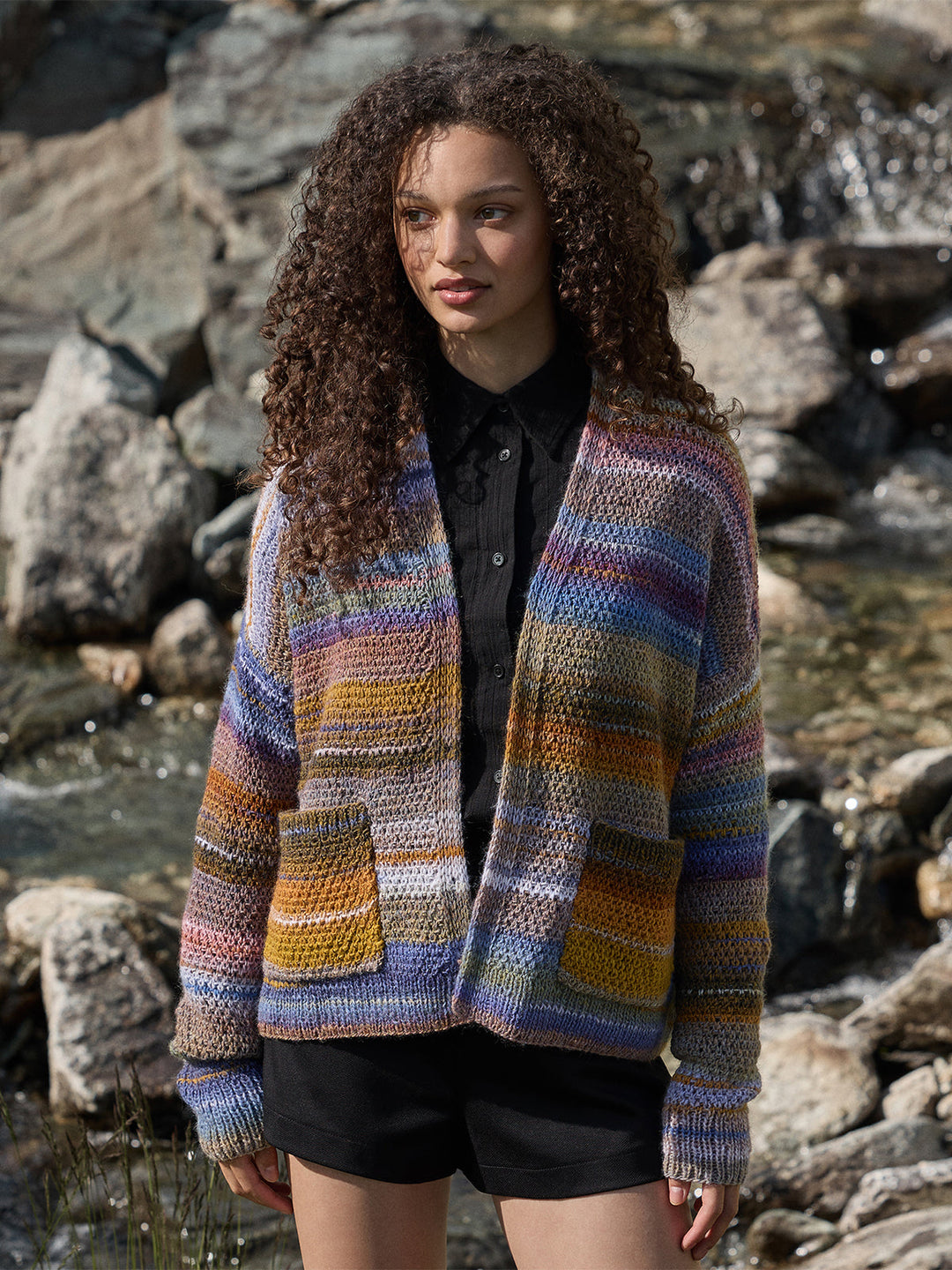 Strickpaket Gomitolo Intenso Jacke im Strukturmuster