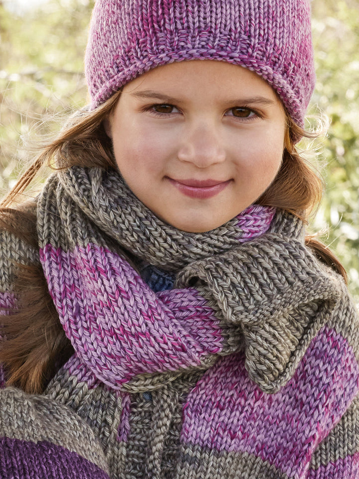Strickpaket Vintage Chunky Streifenschal – Kids
