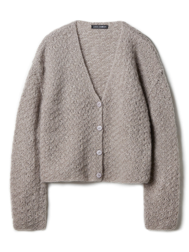 Strickpaket Alpaca Air II V-Ausschnitt Jacke mit Strukturmuster