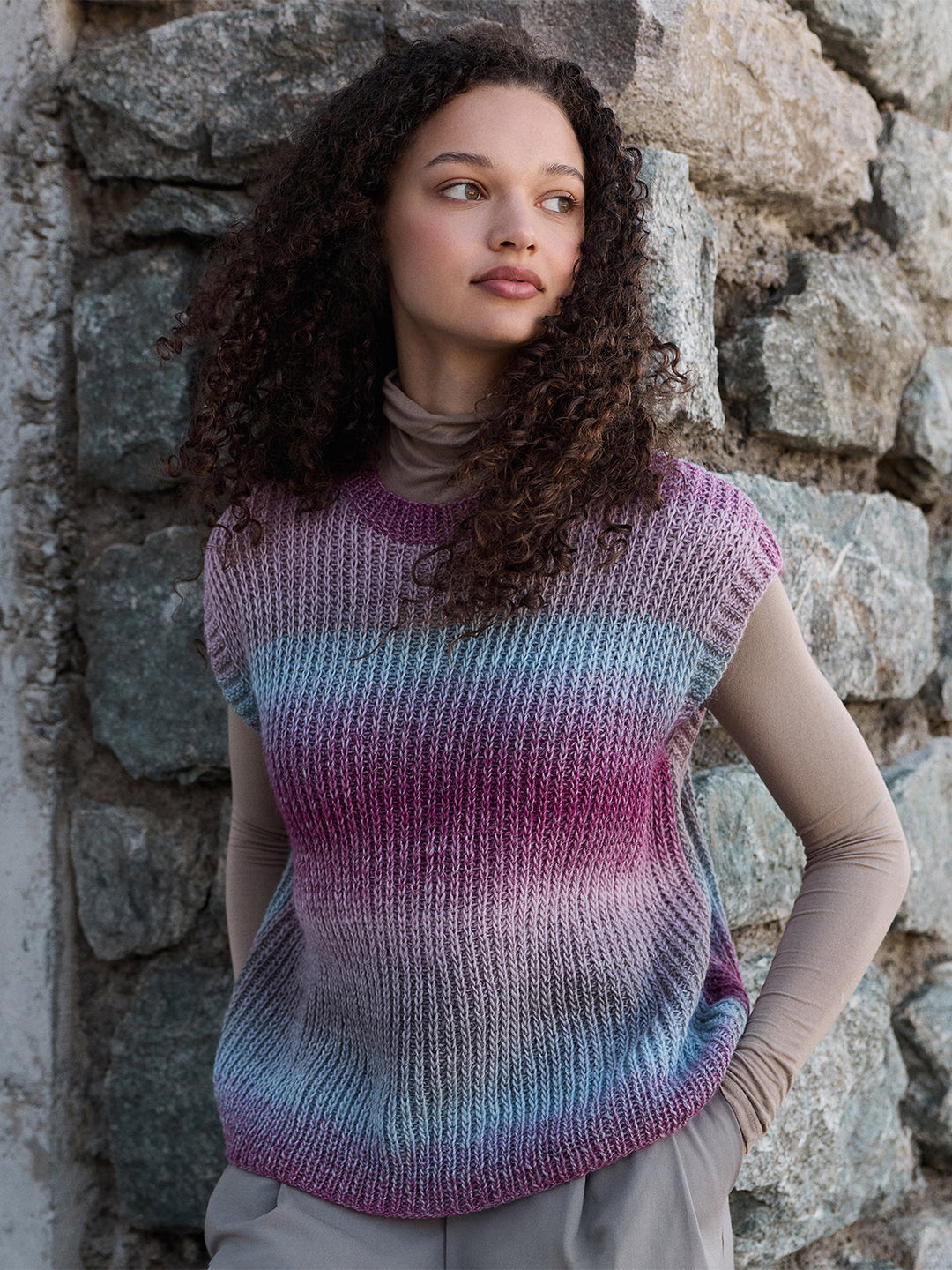 Strickpaket Gomitolo Versione Pullunder im Halbpatentmuster