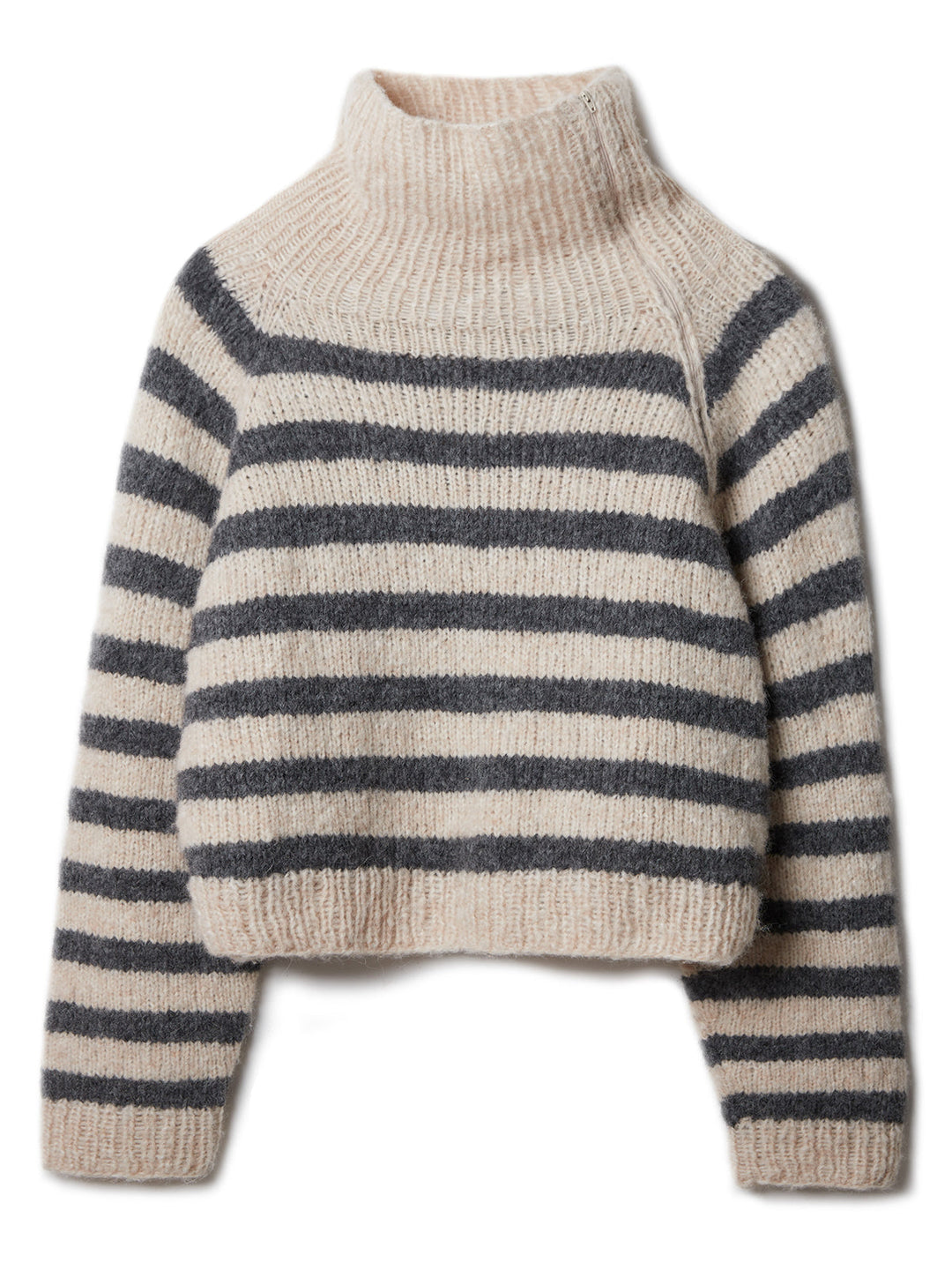 Strickpaket Alpaca Air II Top-down-Gestreifter Rollkragenpullover mit Reißverschluss