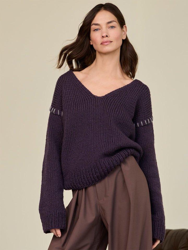 Strickpaket Winter Softness Top-down Pullover mit V-Ausschnitt
