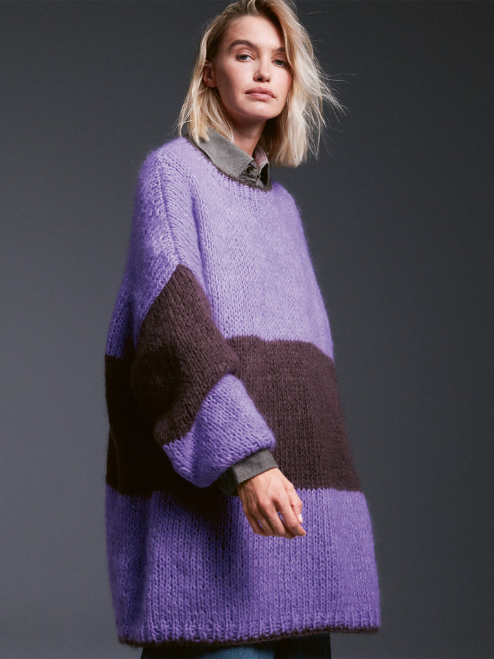 Strickpaket Mohair di Gio Minikleid mit Blockstreifen