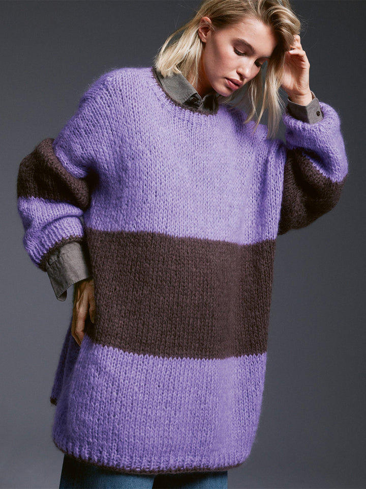 Strickpaket Mohair di Gio Minikleid mit Blockstreifen