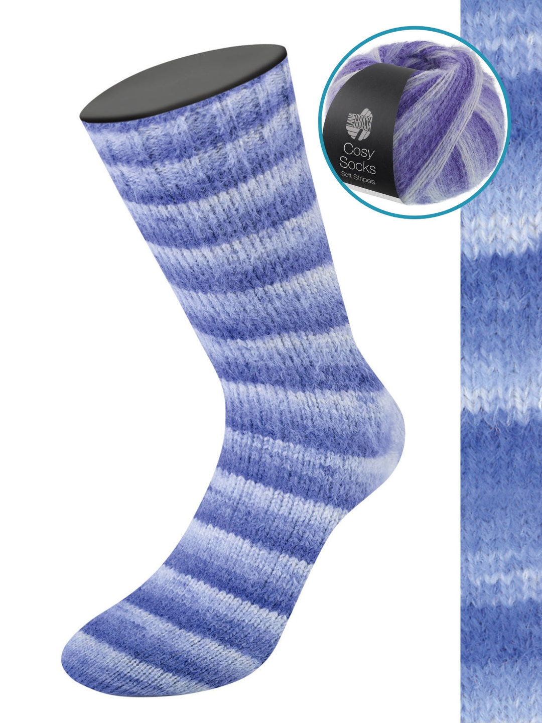 Cosy Socks Soft Stripes 101 Blauviolett/Veilchenblau/Zartviolett/Weiß