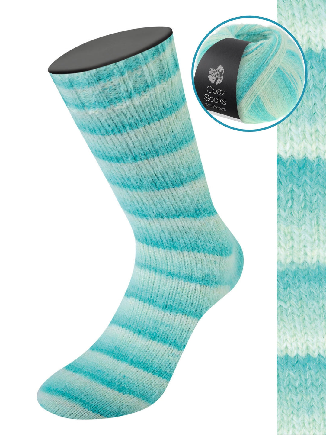 Cosy Socks Soft Stripes 102 Jade/Licht-/Weißgrün/Rohweiß