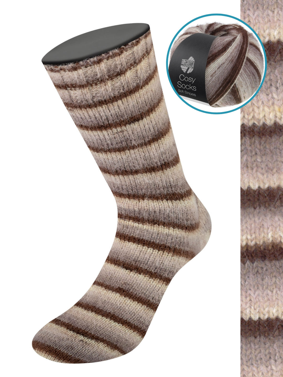 Cosy Socks Soft Stripes 103 Mokka/Graubraun/Beige/Creme
