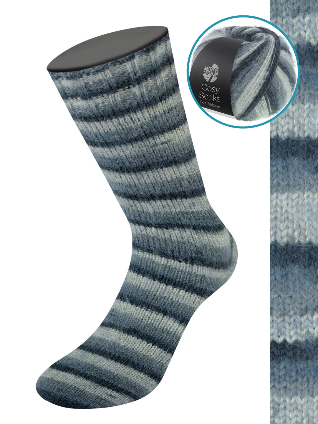 Cosy Socks Soft Stripes 104 Anthrazit/Dunkel-/Maus-/Hellgrau