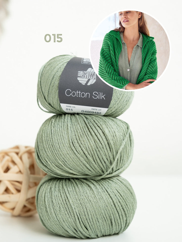 Strickpaket Cotton Silk Jacke mit Fischgrätmuster