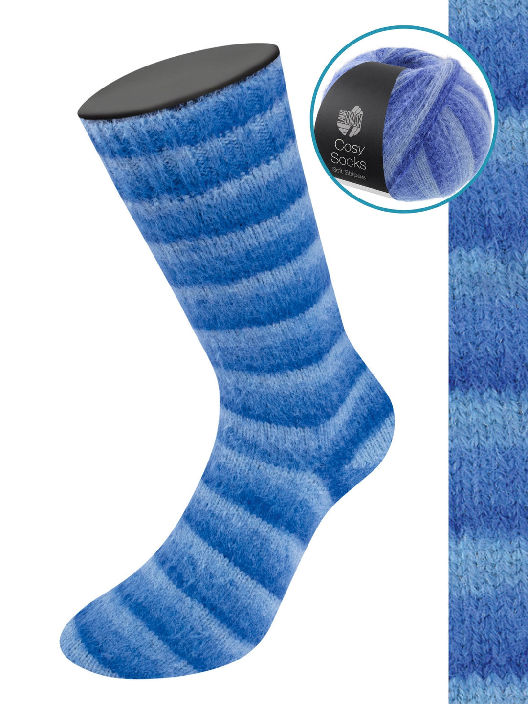 Cosy Socks Soft Stripes 109 Hellgrau/Mint/Minttürkis/Türkis/Hellpetrol
