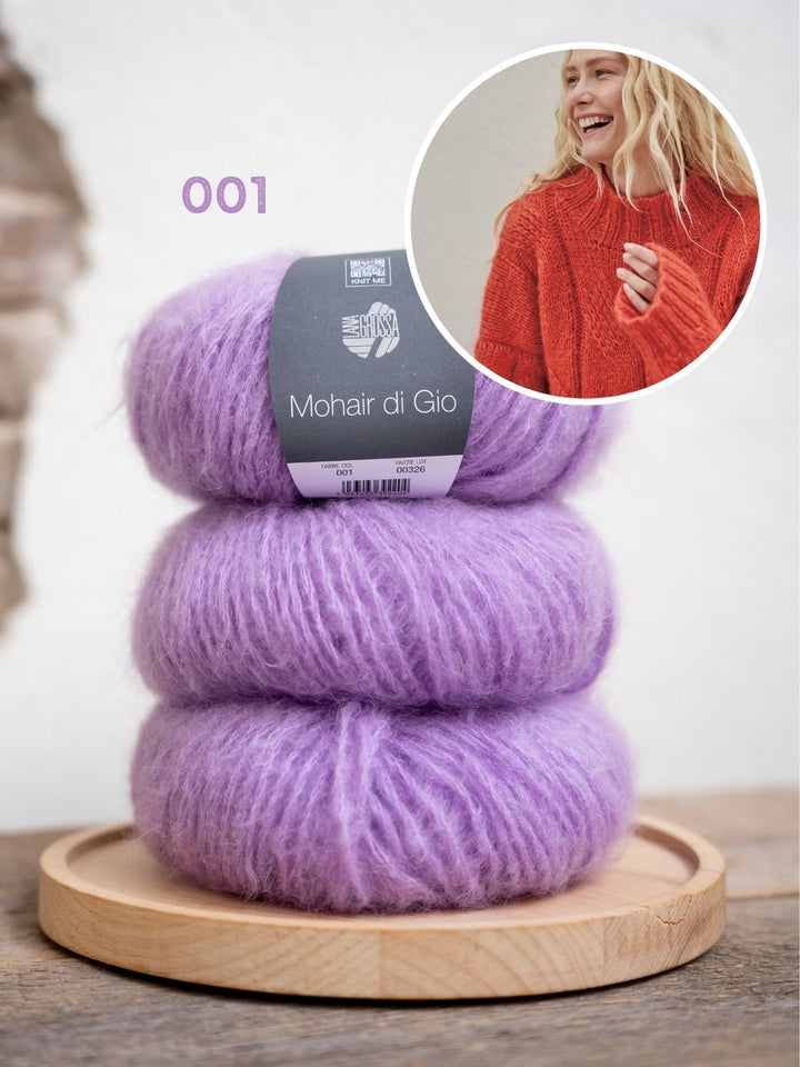 Strickpaket Mohair Di Gio Oversized Pullover mit Zöpfen – top-down