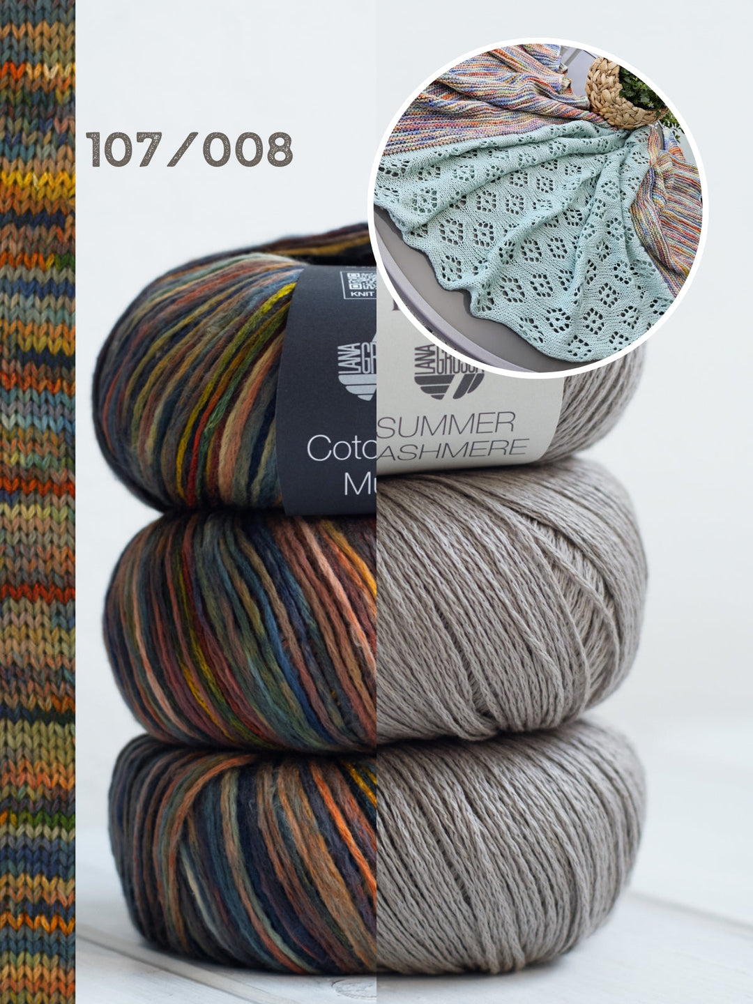 Strickpaket Lizas Tuch Spring Night - Cotonella Multi &amp; Summer Cashmere
