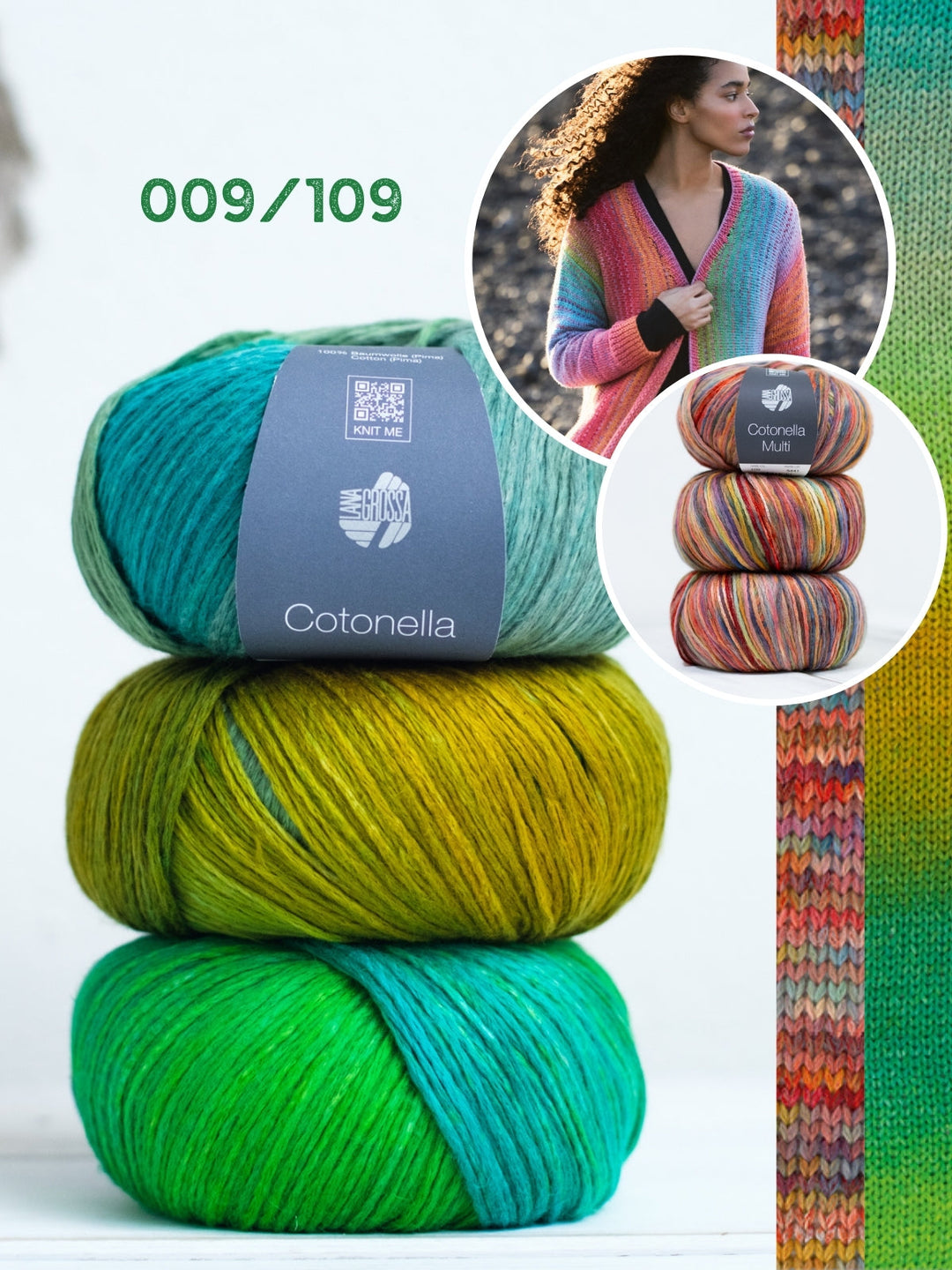 Strickpaket Cotonella &amp; Cotonella Multi Jacke mit Karomuster
