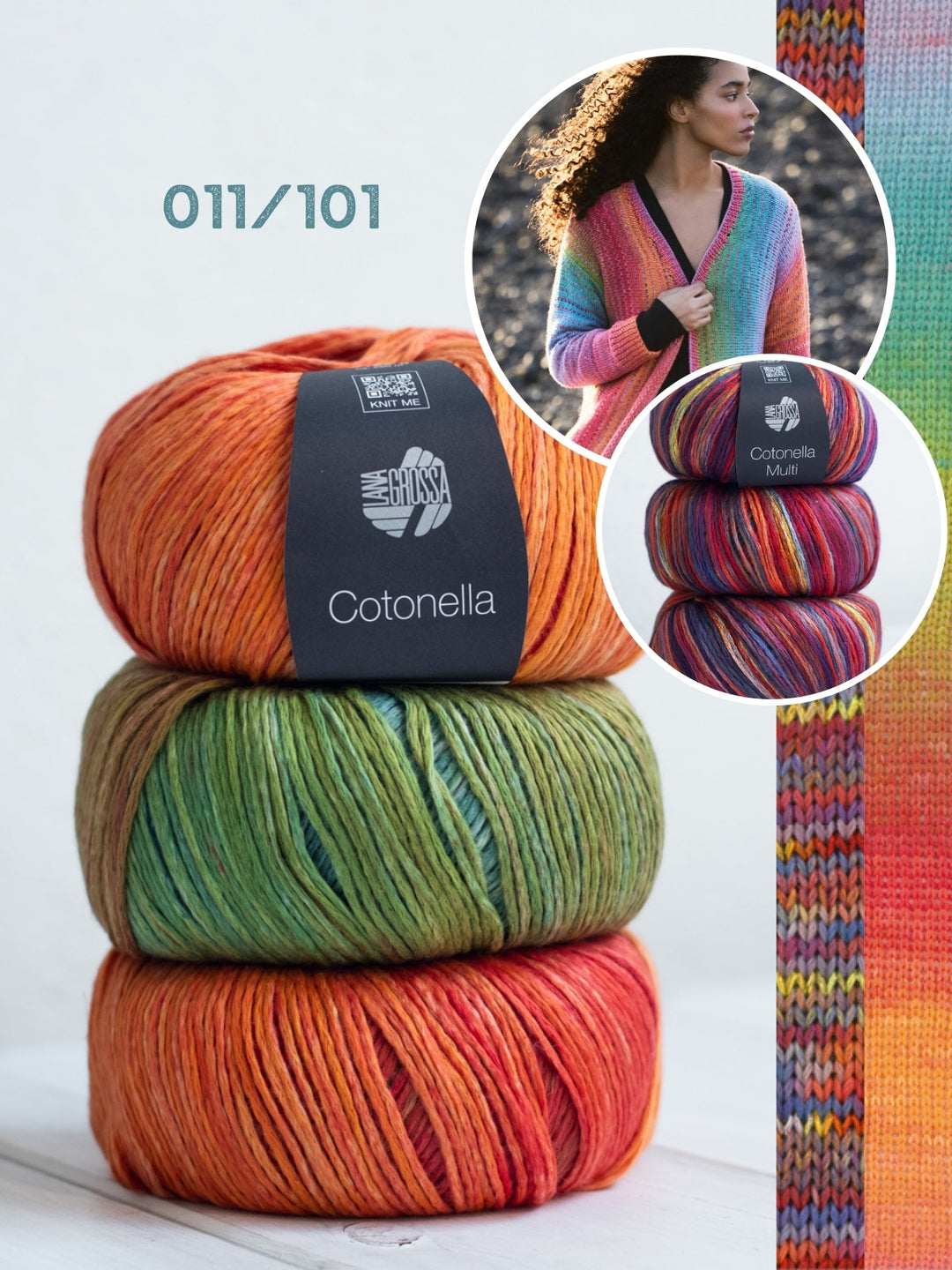 Strickpaket Cotonella &amp; Cotonella Multi Jacke mit Karomuster