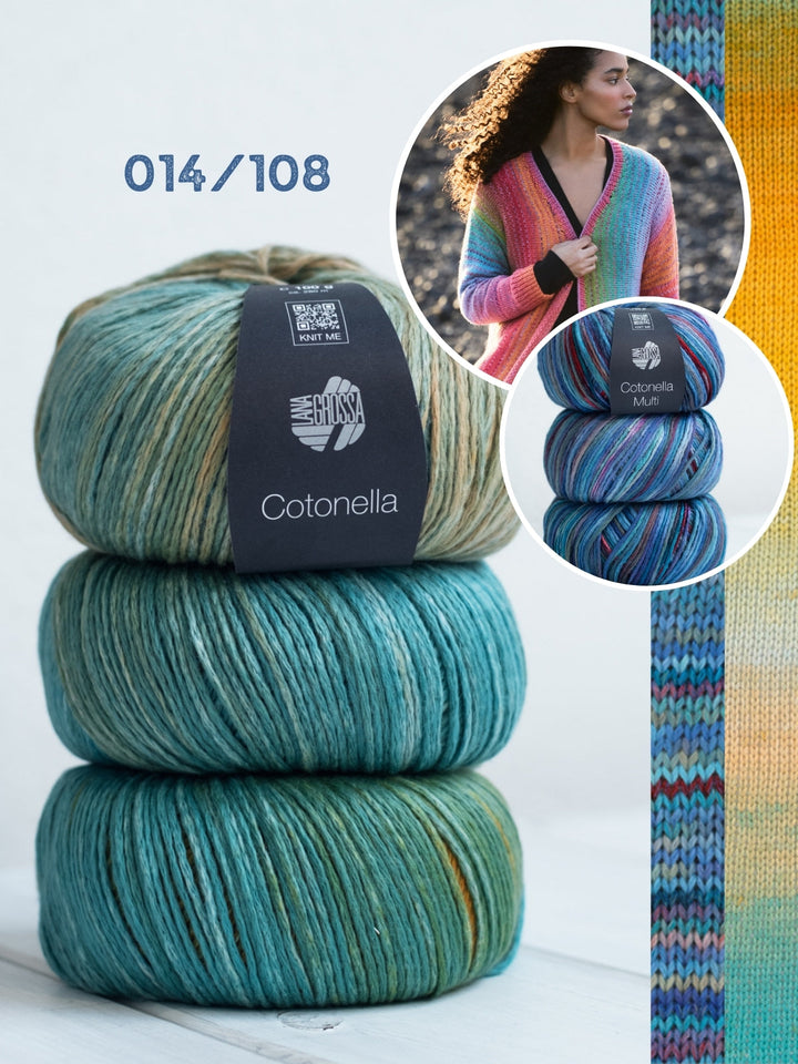 Strickpaket Cotonella &amp; Cotonella Multi Jacke mit Karomuster