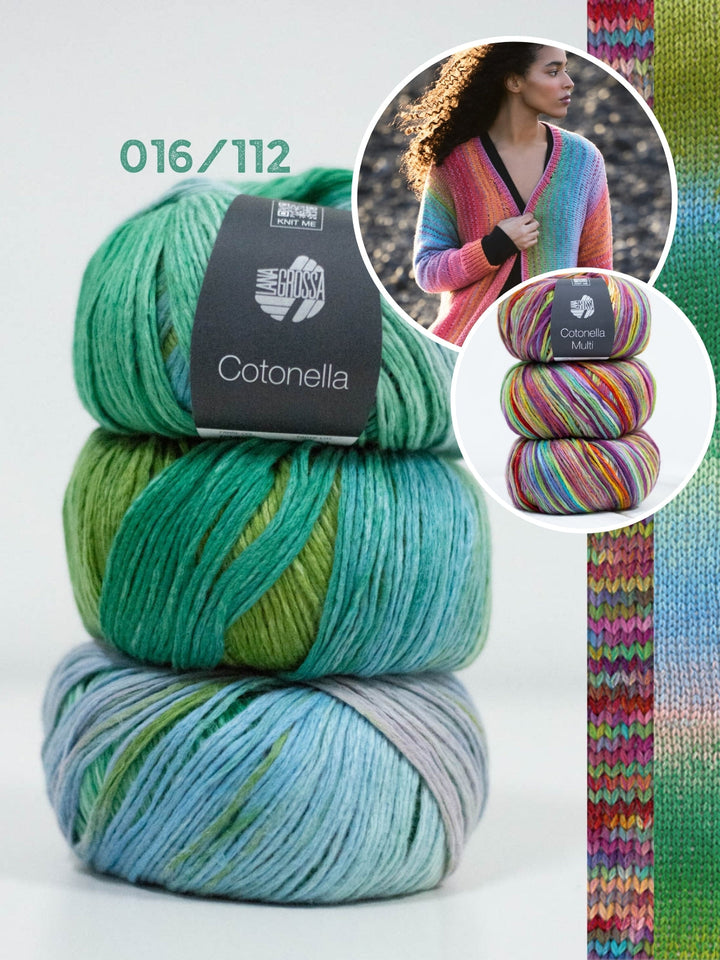 Strickpaket Cotonella &amp; Cotonella Multi Jacke mit Karomuster