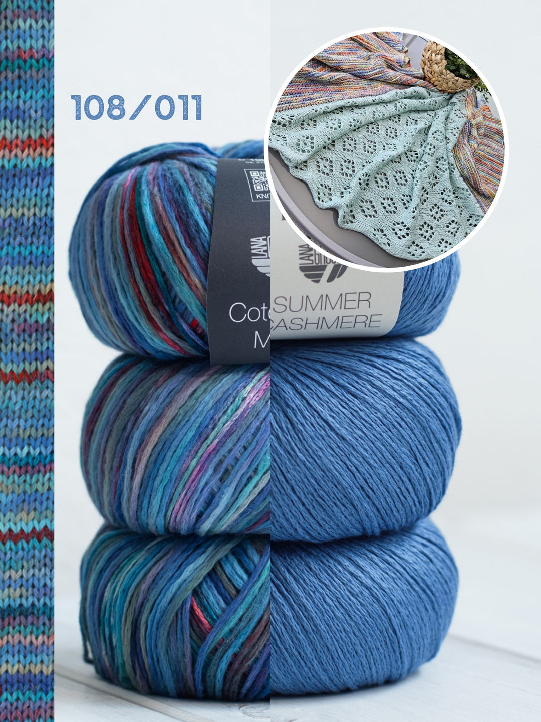 Strickpaket Lizas Tuch Spring Night - Cotonella Multi &amp; Summer Cashmere