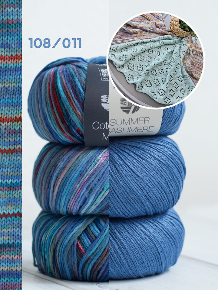 Strickpaket Lizas Tuch Spring Night - Cotonella Multi &amp; Summer Cashmere