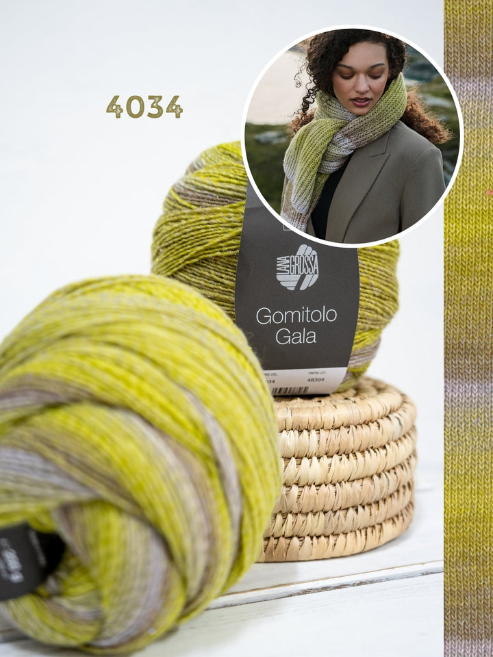 Strickpaket Gomitolo Gala Schal im Patentmuster