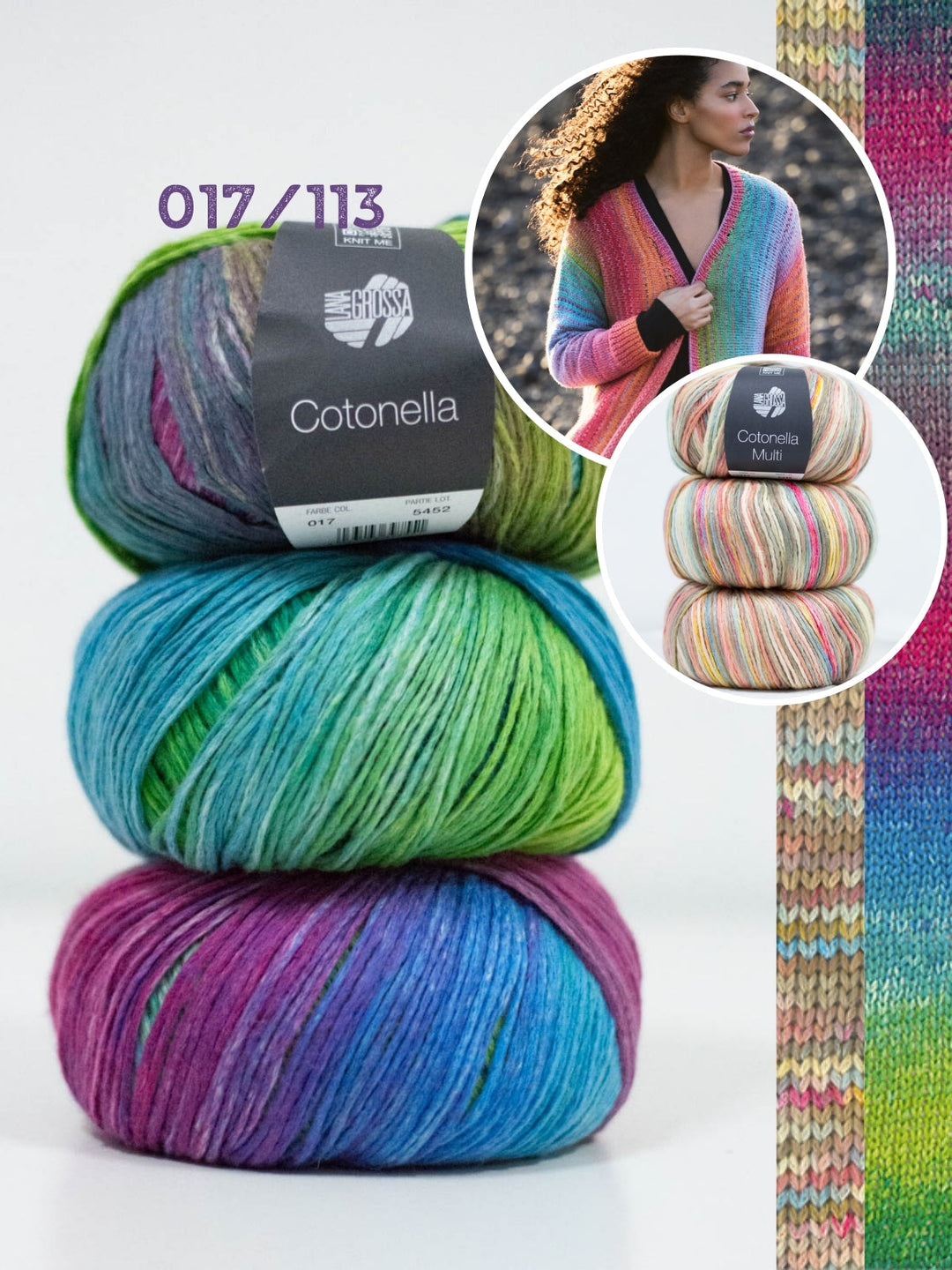 Strickpaket Cotonella &amp; Cotonella Multi Jacke mit Karomuster