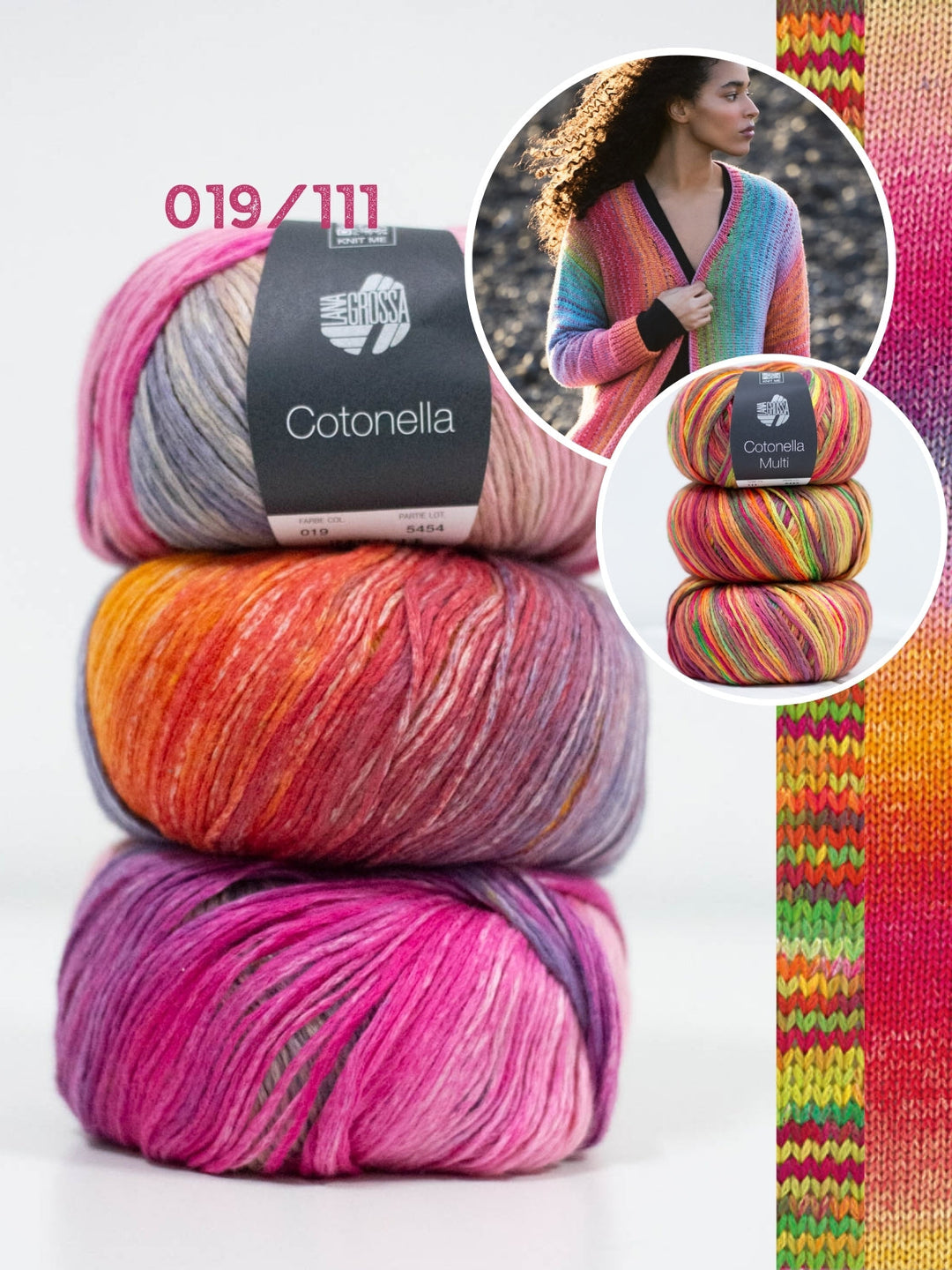 Strickpaket Cotonella &amp; Cotonella Multi Jacke mit Karomuster