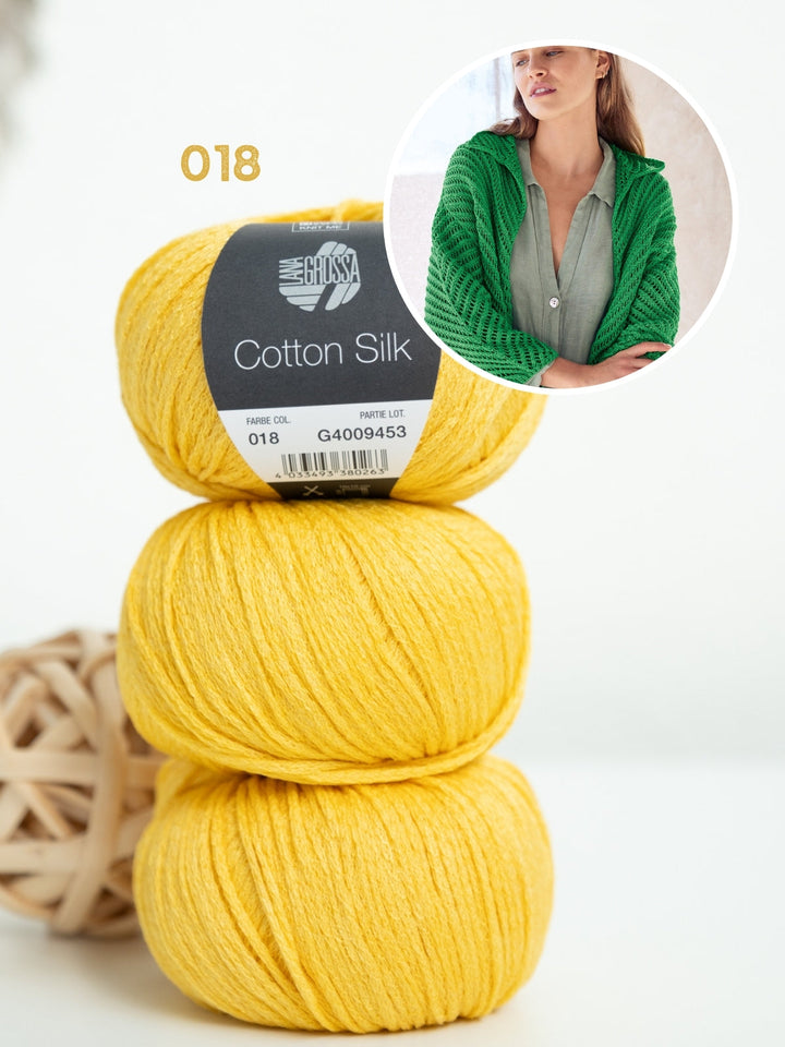 Strickpaket Cotton Silk Jacke mit Fischgrätmuster