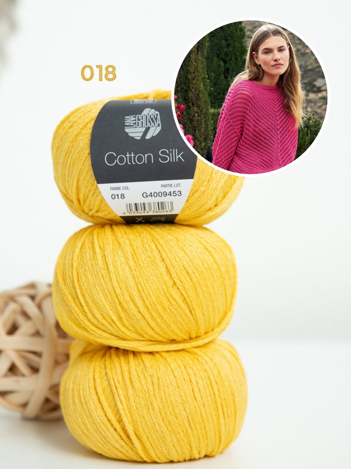 Strickpaket Cotton Silk Pullover mit Fischgrätmuster
