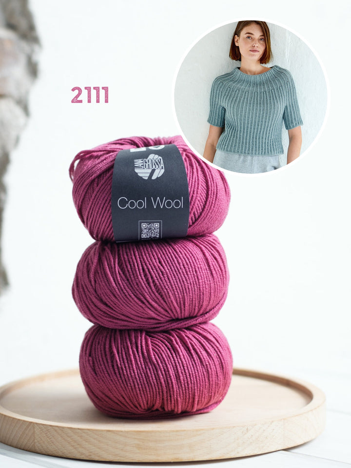 Strickpaket Cool Wool Pullover mit Rundpasse - kurze Ärmel