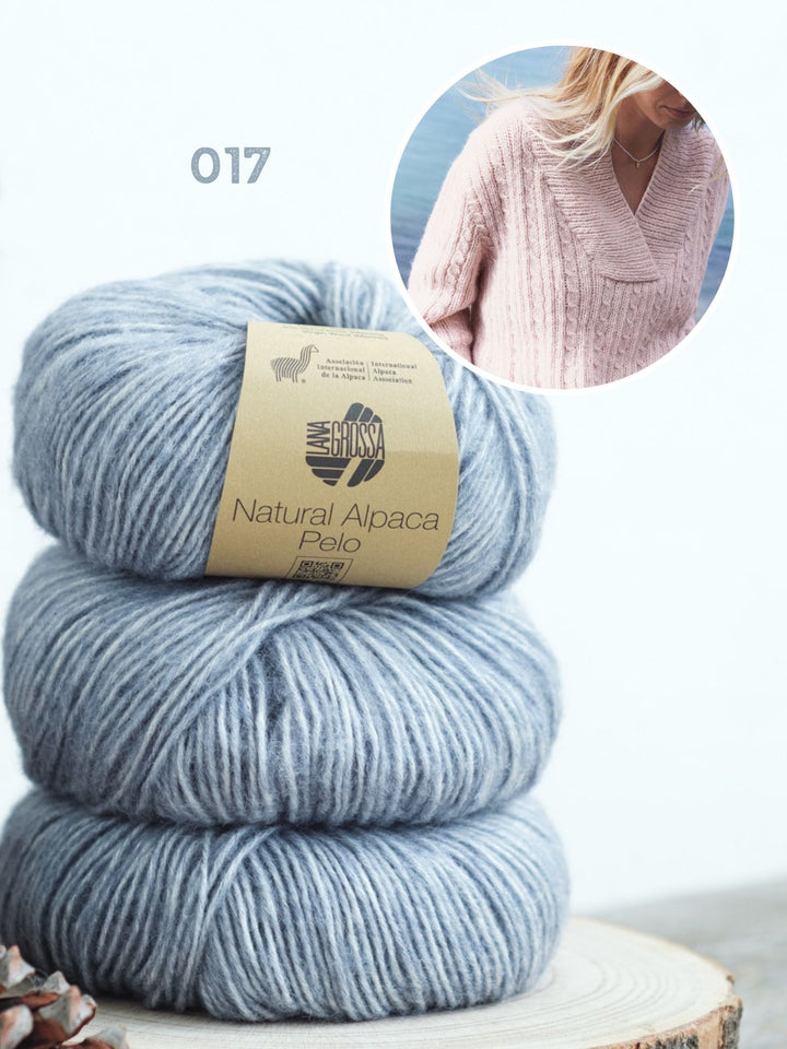 Strickpaket Natural Alpaca Pelo Top-Down Pullover