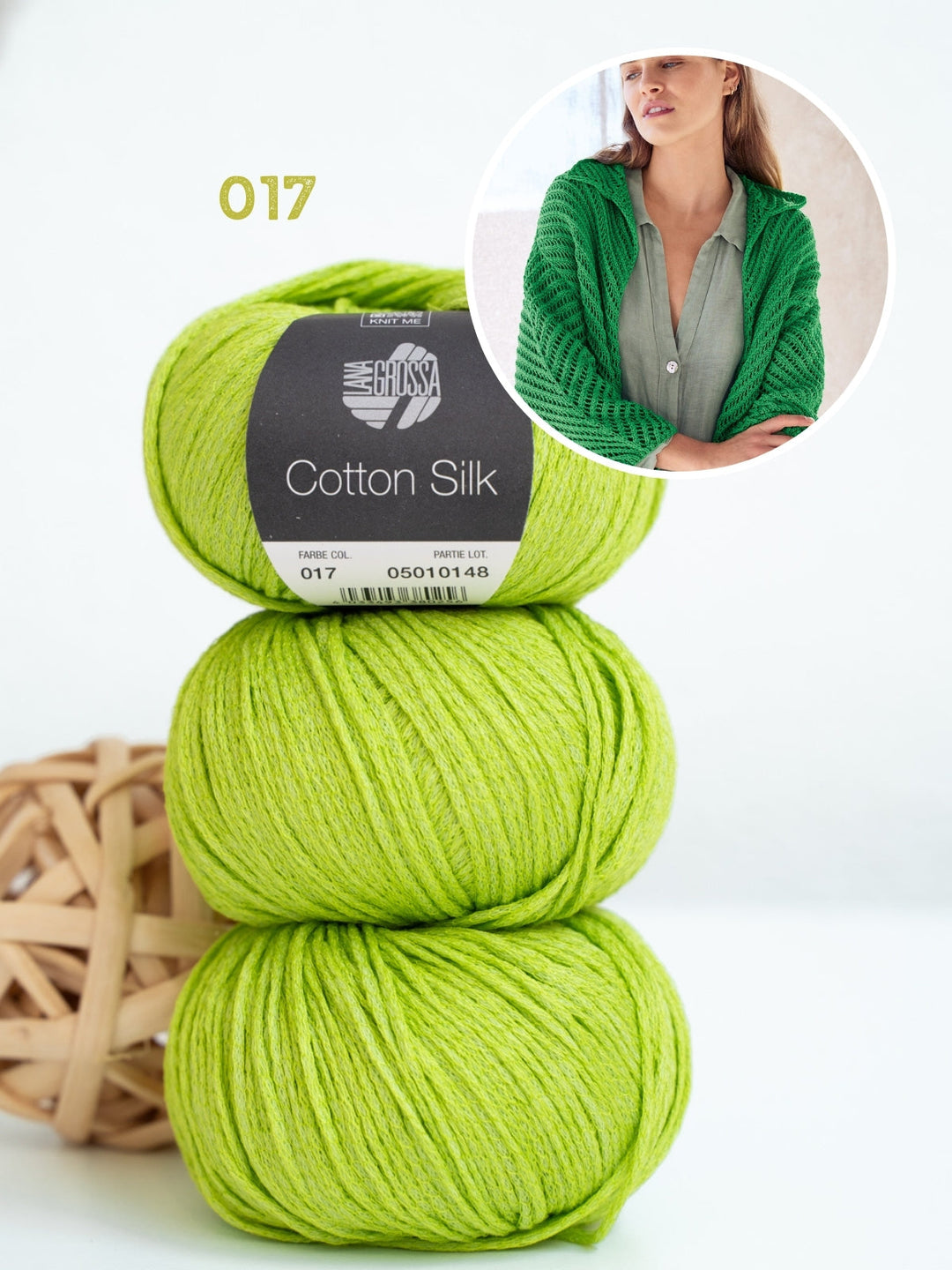 Strickpaket Cotton Silk Jacke mit Fischgrätmuster