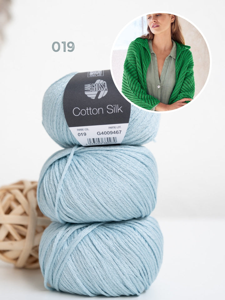 Strickpaket Cotton Silk Jacke mit Fischgrätmuster