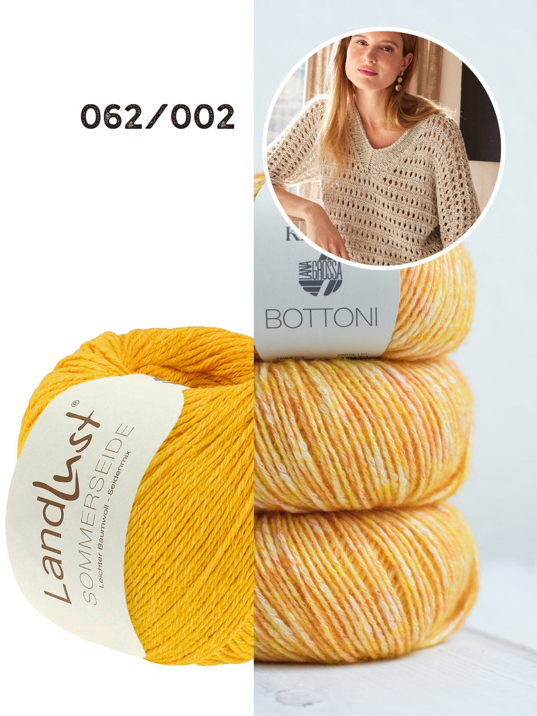 Strickpaket Landlust Sommerseide Bottoni Ajourpullover
