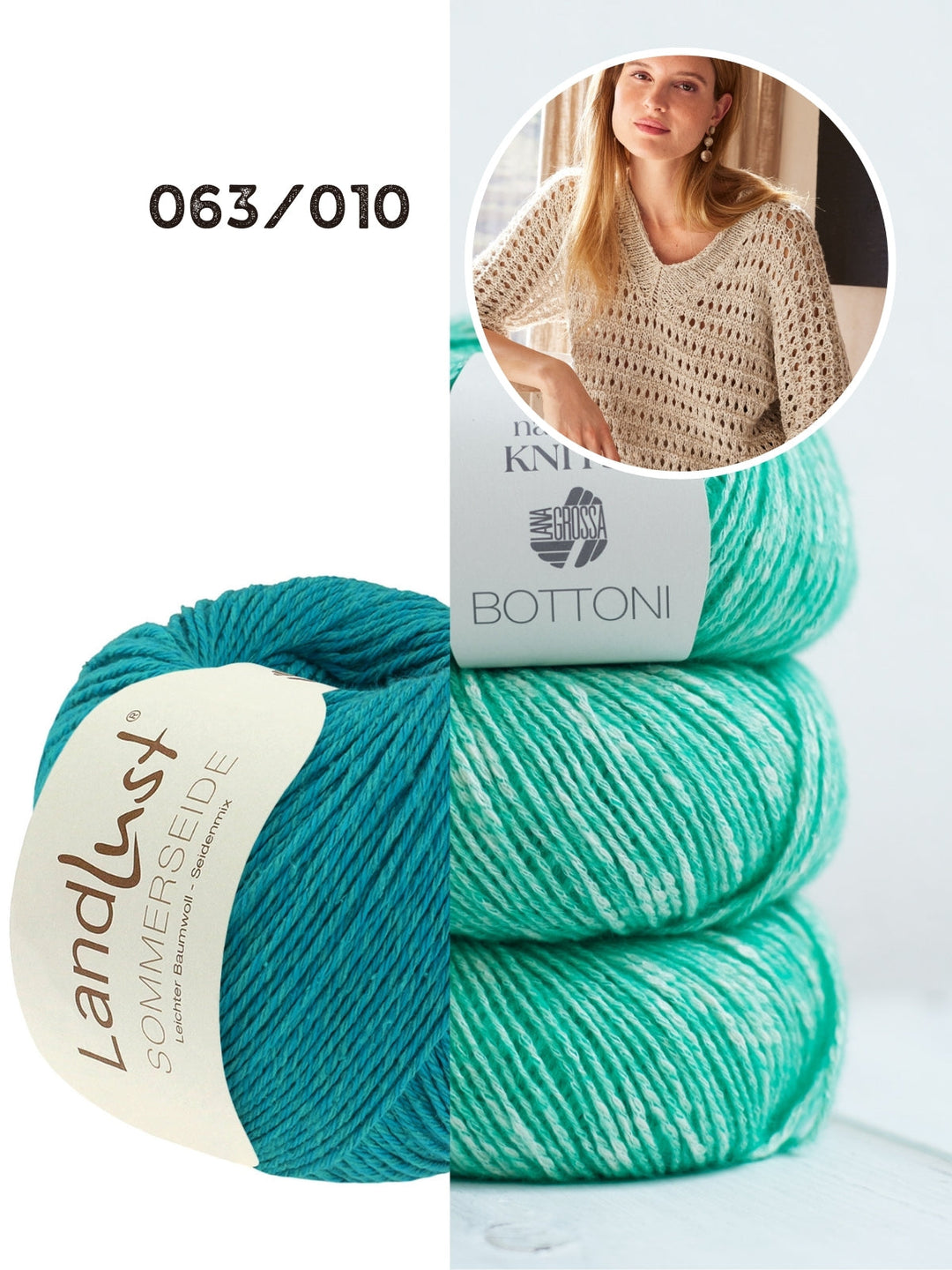 Strickpaket Landlust Sommerseide Bottoni Ajourpullover