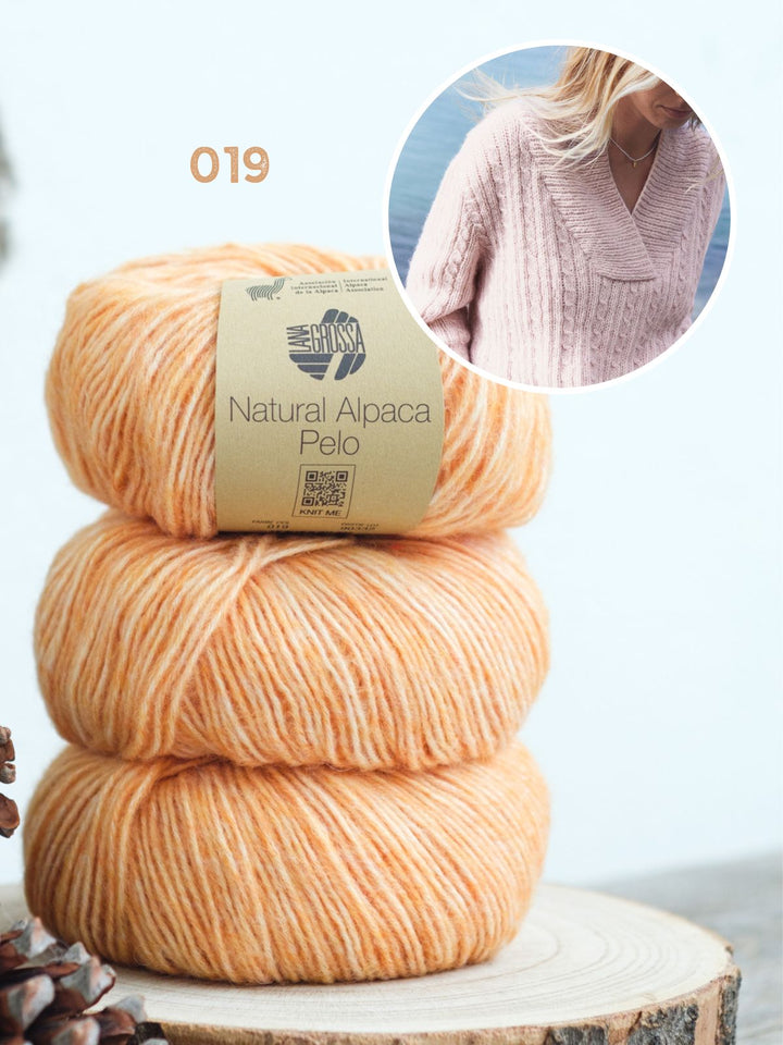 Strickpaket Natural Alpaca Pelo Top-Down Pullover