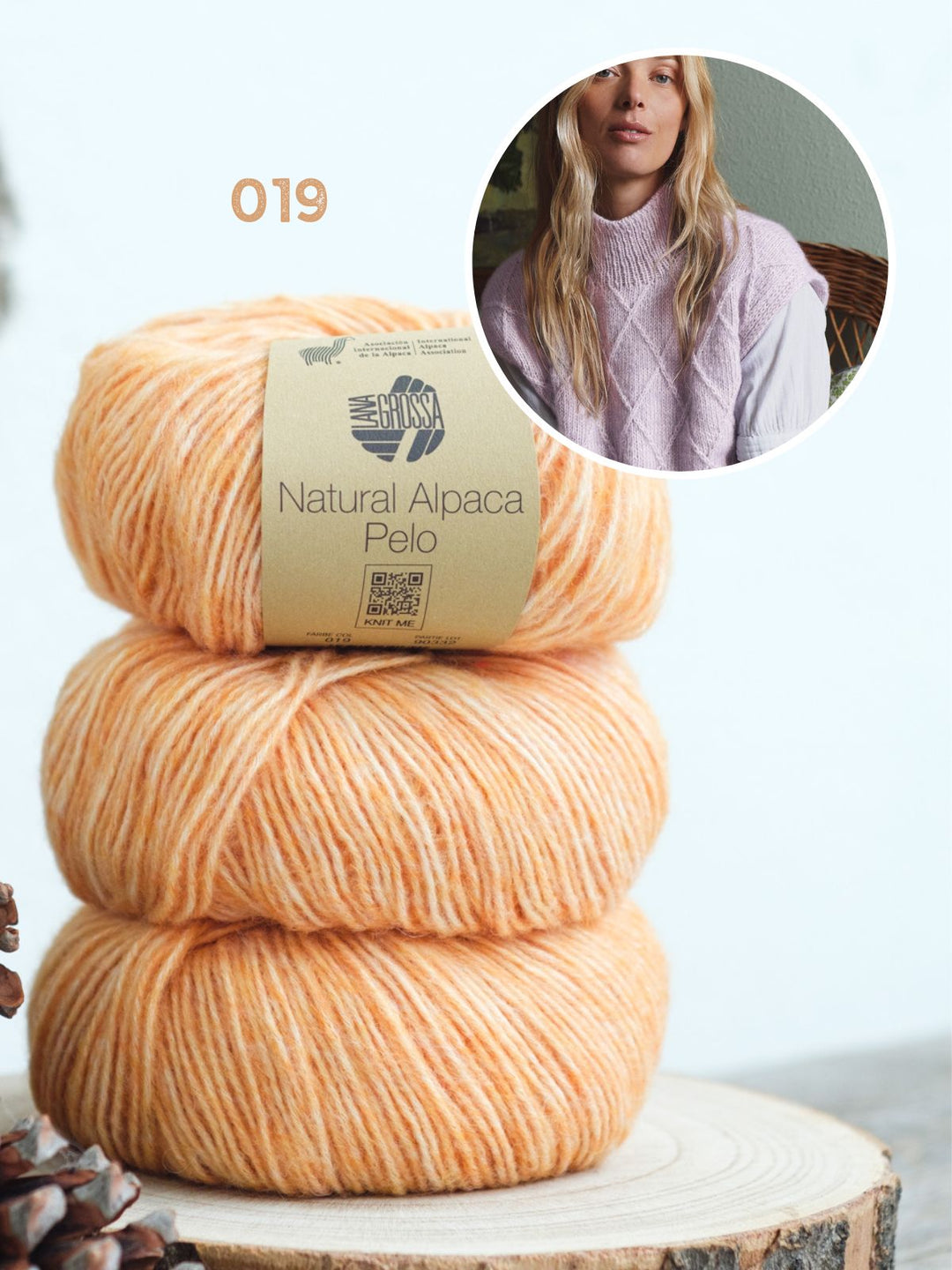 Strickpaket Natural Alpaca Pelo Rautenpullunder