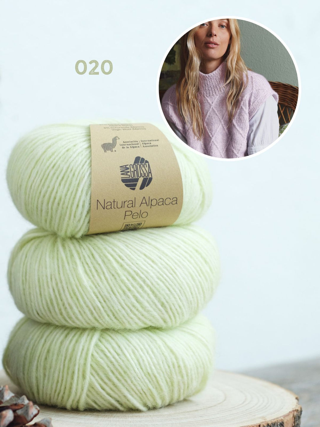 Strickpaket Natural Alpaca Pelo Rautenpullunder