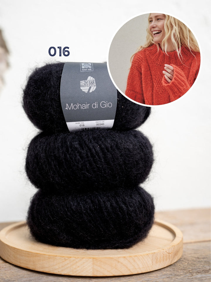 Strickpaket Mohair Di Gio Oversized Pullover mit Zöpfen – top-down
